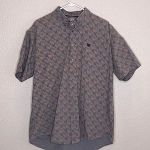 Cinch button up shirt sleeve shirt